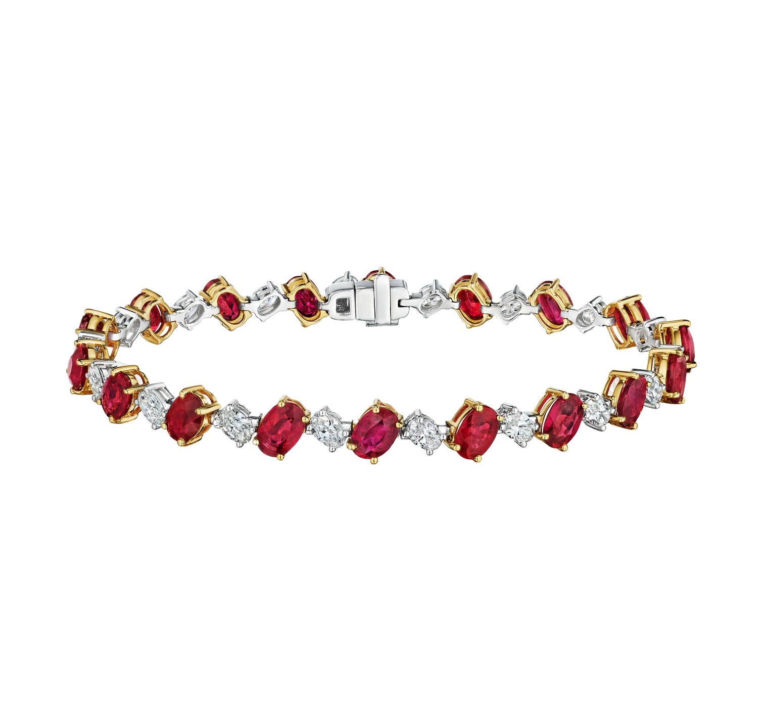 Sabel Collection Mixed Metals Alternating Ruby and Diamond Bracelet